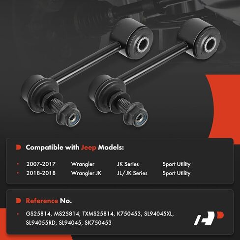 A-Premium 2 x Front Sway Bar Links Stabilizer Bar Links, Compatible with Jeep JK Series Wrangler 2007-2017, JL/JK Series Wrangler JK 2018, Sport Utility in Kuwait