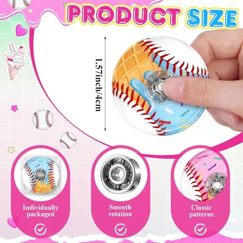 48 Pcs Ice Cream Dripping Baseball Fidget Spinners Bulk Mini Fidget Spinners for Birthday Party Favors, Goodie Bags Stuffers, Party Game Supplies, Rewards, Carnival Prizes and Gifts in Saudi Arabia