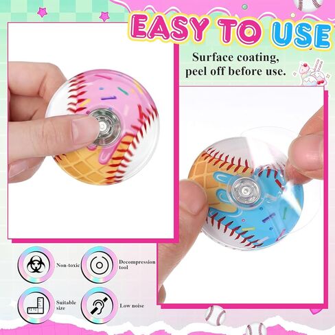 48 Pcs Ice Cream Dripping Baseball Fidget Spinners Bulk Mini Fidget Spinners for Birthday Party Favors, Goodie Bags Stuffers, Party Game Supplies, Rewards, Carnival Prizes and Gifts in Saudi Arabia