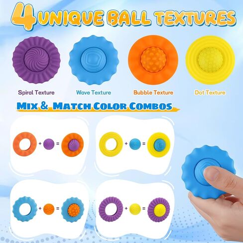 Kiditos UFO Magnetix Magnetic Fidget Toys, 4 Pack Sensory Toy Set with 8 Unique Surface Textures, Stress Relief Desk Toys for Kids & Adults, Travel-Friendly for Calm & Focus in Saudi Arabia