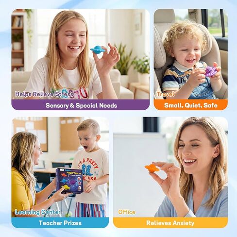 Kiditos UFO Magnetix Magnetic Fidget Toys, 4 Pack Sensory Toy Set with 8 Unique Surface Textures, Stress Relief Desk Toys for Kids & Adults, Travel-Friendly for Calm & Focus in Saudi Arabia
