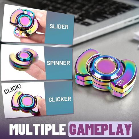 3-in-1 Fidget Spinner Toy for Teen Boys Adults Metal Slider Clicker Spinner Magnetic Stress Anxiety Relief Autism ADHD Cool Stuff for Teenage Quiet Magnet Gadgets EDC Office Desk Toy for Men in Saudi Arabia