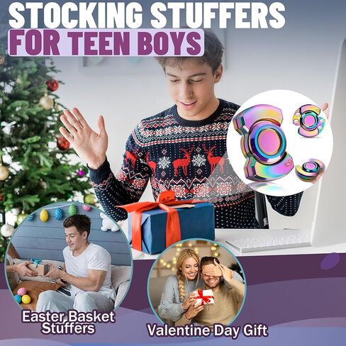 3-in-1 Fidget Spinner Toy for Teen Boys Adults Metal Slider Clicker Spinner Magnetic Stress Anxiety Relief Autism ADHD Cool Stuff for Teenage Quiet Magnet Gadgets EDC Office Desk Toy for Men in Saudi Arabia