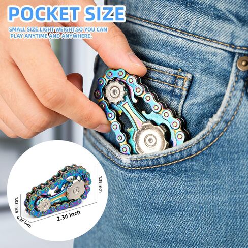 3PACK Adults Fidget Metal Bike Chain Fidget Spinners Toys - Cool Fidget Tool Gadgets Office Desk Toy Stress Relief Sensory Anxiety School Classroom Teen Boys Adult Men Gift in Saudi Arabia