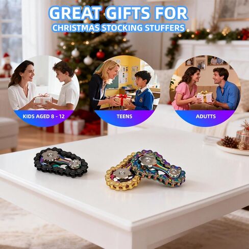 3PACK Adults Fidget Metal Bike Chain Fidget Spinners Toys - Cool Fidget Tool Gadgets Office Desk Toy Stress Relief Sensory Anxiety School Classroom Teen Boys Adult Men Gift in Saudi Arabia