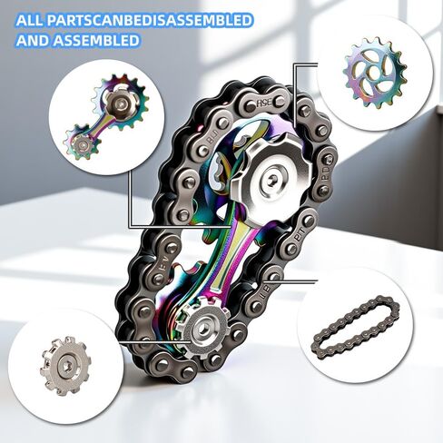 3PACK Adults Fidget Metal Bike Chain Fidget Spinners Toys - Cool Fidget Tool Gadgets Office Desk Toy Stress Relief Sensory Anxiety School Classroom Teen Boys Adult Men Gift in Saudi Arabia