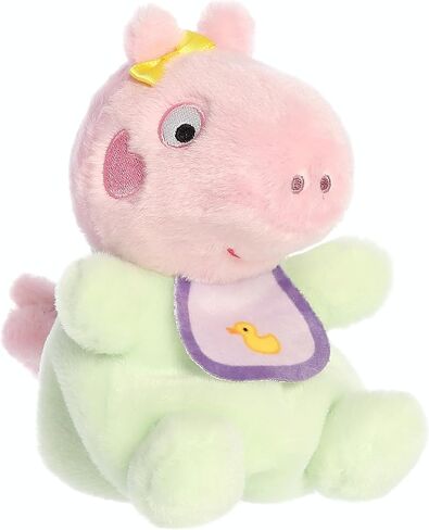 Aurora® Playful Peppa Pig™ Baby Evie with Bib Palm Pals™ Stuffed Animal - Officially Licensed Toys for All Fans - Perfect for Birthdays, Adults and Kids All Ages - Pink 5 Inches in Kuwait