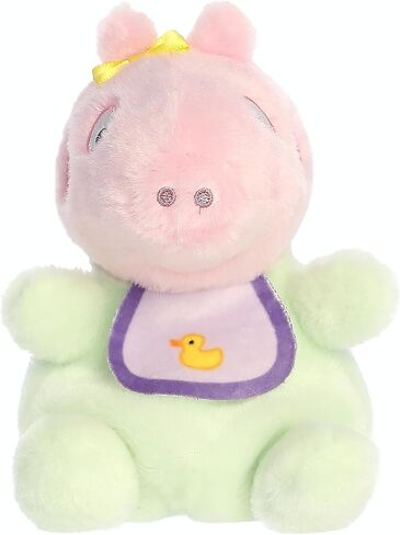 Aurora® Playful Peppa Pig™ Baby Evie with Bib Palm Pals™ Stuffed Animal - Officially Licensed Toys for All Fans - Perfect for Birthdays, Adults and Kids All Ages - Pink 5 Inches in Kuwait