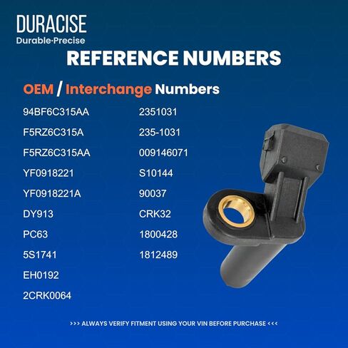 DURACISE Crankshaft Position Sensor Compatible with 2001-2004 Ford Escape, 2000-2002 Focus, 1995-1997 Contour, 2001-2012 Courier, 2001-2008 Ka & 2001-2004 Mazda Tribute & Mercury Mystique #F5RZ6C315AA in Saudi Arabia