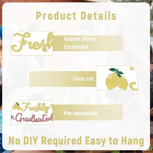 Freshly Graduated Banner - 2026 Graduation Party Decorations, Citrus Congrats Grad Decor 2026, Lemon Graduation Party Sign in Kuwait