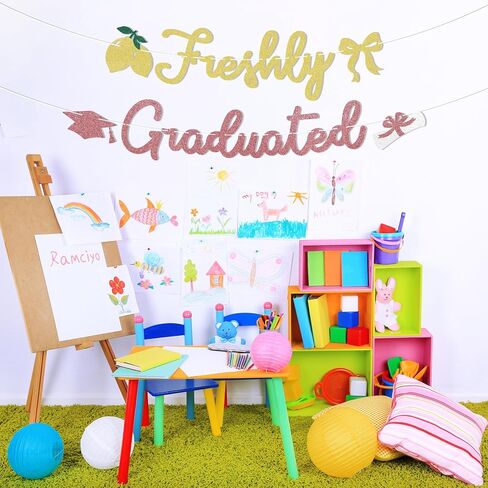Freshly Graduated Banner - 2026 Graduation Party Decorations, Citrus Congrats Grad Decor 2026, Lemon Graduation Party Sign in Kuwait
