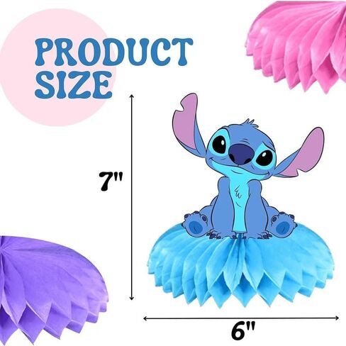For Stitch birthday party supplies, 9Psc honeycomb center decorations, Stitch party decorations, double-sided desktop , center decorations for parties in Saudi Arabia