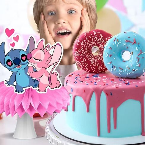For Stitch birthday party supplies, 9Psc honeycomb center decorations, Stitch party decorations, double-sided desktop , center decorations for parties in Saudi Arabia