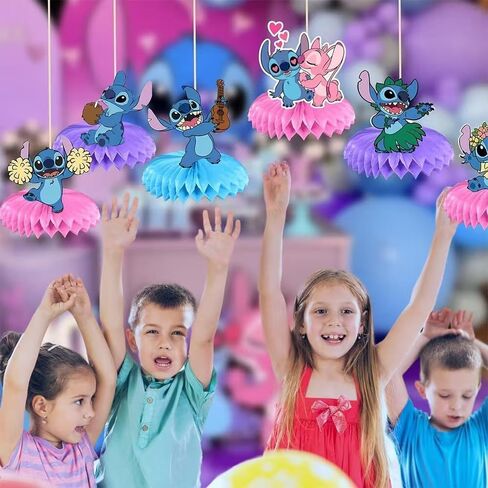 For Stitch birthday party supplies, 9Psc honeycomb center decorations, Stitch party decorations, double-sided desktop , center decorations for parties in Saudi Arabia