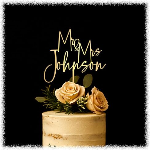 Personalized Wedding Cake Topper – Custom Mr & Mrs Cake Topper with Name or Date – Handmade Wood or acrylic Decoration for Weddings & Anniversaries, Create your own cake toppers! in Kuwait