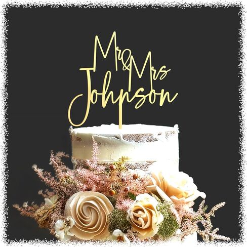 Personalized Wedding Cake Topper – Custom Mr & Mrs Cake Topper with Name or Date – Handmade Wood or acrylic Decoration for Weddings & Anniversaries, Create your own cake toppers! in Kuwait