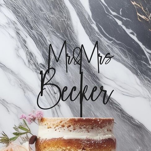 Personalized Wedding Cake Topper – Custom Mr & Mrs Cake Topper with Name or Date – Handmade Wood or acrylic Decoration for Weddings & Anniversaries, Create your own cake toppers! in Kuwait