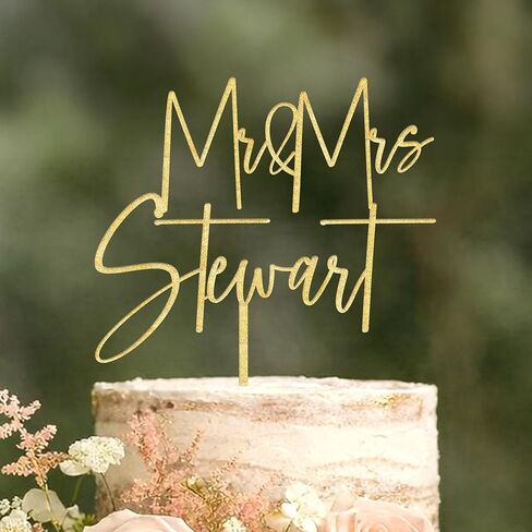 Personalized Wedding Cake Topper – Custom Mr & Mrs Cake Topper with Name or Date – Handmade Wood or acrylic Decoration for Weddings & Anniversaries, Create your own cake toppers! in Kuwait