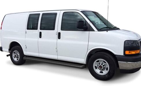 APS Premium Running Boards 6in Black Compatible with Chevy Express GMC Savana 03-26 in Kuwait