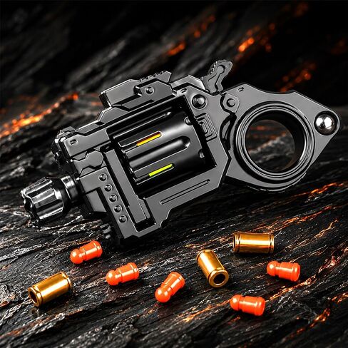 Metal Fidget Gun Toys for Adults: Stress Relief EDC Spinner Toy, Cool Revolver Fidget Toy with Ring & Slider for Finger, Mini Decompression Gadgets for Adult Men in Saudi Arabia