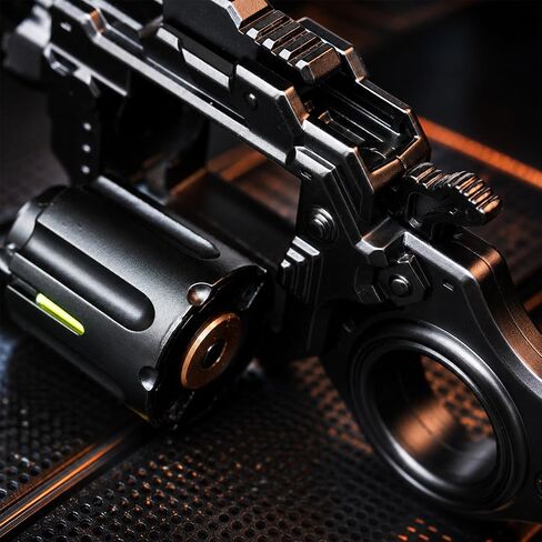 Metal Fidget Gun Toys for Adults: Stress Relief EDC Spinner Toy, Cool Revolver Fidget Toy with Ring & Slider for Finger, Mini Decompression Gadgets for Adult Men in Saudi Arabia