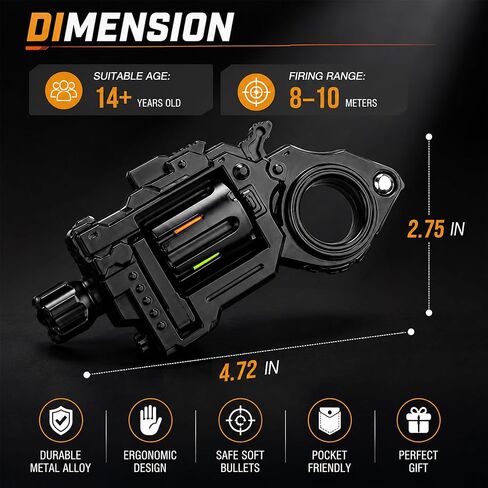 Metal Fidget Gun Toys for Adults: Stress Relief EDC Spinner Toy, Cool Revolver Fidget Toy with Ring & Slider for Finger, Mini Decompression Gadgets for Adult Men in Saudi Arabia