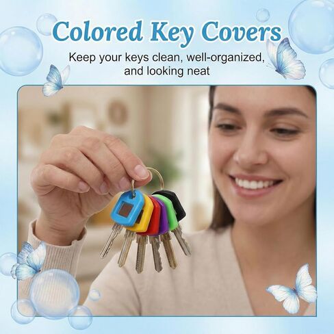 80 Pcs Colored Silicone Key Covers Caps Set, Keys Protectors, Key Color Caps, Key Identifiers, Key-Toppers, Keys-Labels for Organization House Keys (10 Colors, 2 Styles) in Kuwait