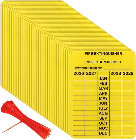 160 Sets 2026–2029 Fire Extinguisher Tags Aluminum Metal Inspection Record Tags 2.2 x 3 Inch with Adjustable Wire Ties for Monthly Fire Extinguisher Inspection Indoor Outdoor in Kuwait