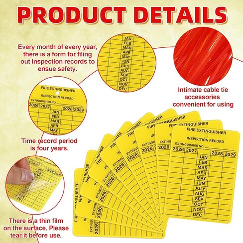 160 Sets 2026–2029 Fire Extinguisher Tags Aluminum Metal Inspection Record Tags 2.2 x 3 Inch with Adjustable Wire Ties for Monthly Fire Extinguisher Inspection Indoor Outdoor in Kuwait