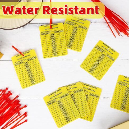160 Sets 2026–2029 Fire Extinguisher Tags Aluminum Metal Inspection Record Tags 2.2 x 3 Inch with Adjustable Wire Ties for Monthly Fire Extinguisher Inspection Indoor Outdoor in Kuwait
