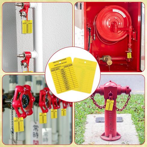 160 Sets 2026–2029 Fire Extinguisher Tags Aluminum Metal Inspection Record Tags 2.2 x 3 Inch with Adjustable Wire Ties for Monthly Fire Extinguisher Inspection Indoor Outdoor in Kuwait