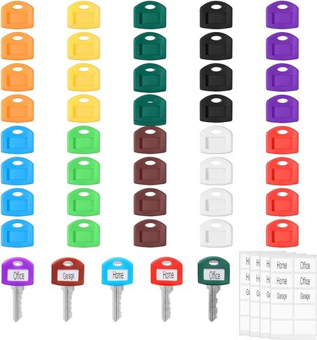 40pcs Silicone Key Covers with Labels, Key Identifier Caps, Colorful Key Identifiers Covers for House Keys, Fit Key Protectors for Easy Organization in Kuwait