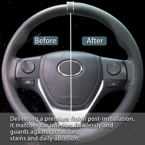 Perforated Nappa Leather 2-Piece Steering Wheel Cover with Center Mark, O-Type, 14.5"-15.8", Non-Slip & Wear-Resistant, Sporty Style, Fits Sedans, SUVs, Off-Road Pickups and More (Napak Black) in Saudi Arabia
