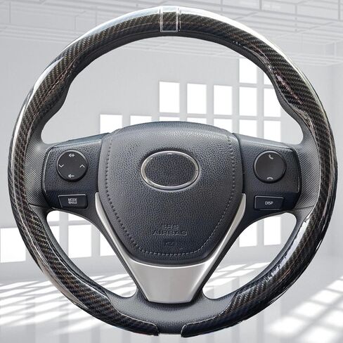 Perforated Nappa Leather 2-Piece Steering Wheel Cover with Center Mark, O-Type, 14.5"-15.8", Non-Slip & Wear-Resistant, Sporty Style, Fits Sedans, SUVs, Off-Road Pickups and More (Napak Black) in Saudi Arabia