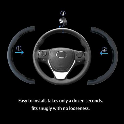 Perforated Nappa Leather 2-Piece Steering Wheel Cover with Center Mark, O-Type, 14.5"-15.8", Non-Slip & Wear-Resistant, Sporty Style, Fits Sedans, SUVs, Off-Road Pickups and More (Napak Black) in Saudi Arabia