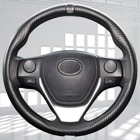 Perforated Nappa Leather 2-Piece Steering Wheel Cover with Center Mark, O-Type, 14.5"-15.8", Non-Slip & Wear-Resistant, Sporty Style, Fits Sedans, SUVs, Off-Road Pickups and More (Napak Black) in Saudi Arabia