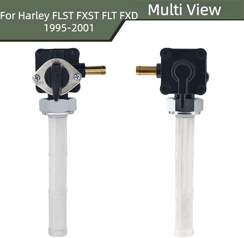 Fuel Valve Petcock Male Thread for 1995-2001 Harley FLST FXST FLT FXD, Dyna, Softail, Touring Bad Boy, Gas Tank 22mm Left Exit Shut Off Switch with Hoses Clamps Filter, # 61338-94D in Kuwait