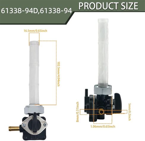 Fuel Valve Petcock Male Thread for 1995-2001 Harley FLST FXST FLT FXD, Dyna, Softail, Touring Bad Boy, Gas Tank 22mm Left Exit Shut Off Switch with Hoses Clamps Filter, # 61338-94D in Kuwait