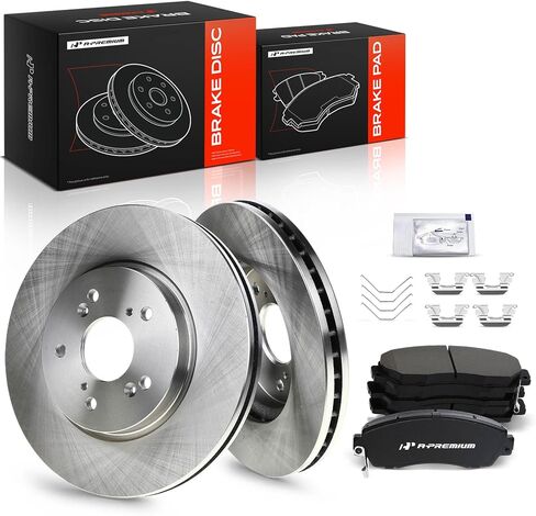 A-Premium 11.65 inch (296mm) Front Drilled and Slotted Disc Brake Rotors + Ceramic Pads Kit Compatible with Select Acura and Honda Models - RDX 2007-2012, CR-V 2007-2016, Crosstour, Accord Crosstour in Saudi Arabia