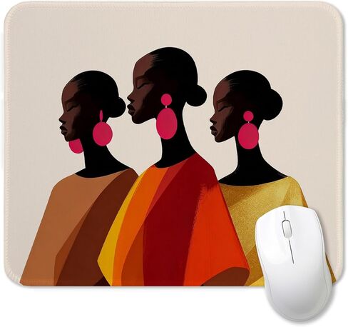 Black Girl African American Mouse Pad, Modern Abstract African Women Roomy Black Art Mouse Pads Mousepads Non-Slip for Computers Laptop Home Office Desk Accessories, 9.5x7.9 Inch in Kuwait