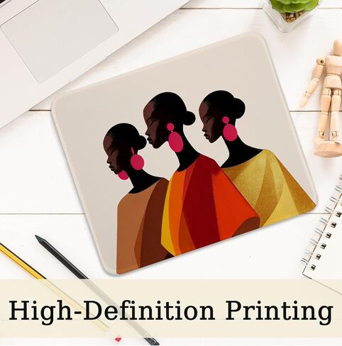 Black Girl African American Mouse Pad, Modern Abstract African Women Roomy Black Art Mouse Pads Mousepads Non-Slip for Computers Laptop Home Office Desk Accessories, 9.5x7.9 Inch in Kuwait
