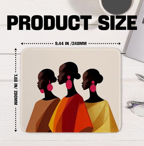 Black Girl African American Mouse Pad, Modern Abstract African Women Roomy Black Art Mouse Pads Mousepads Non-Slip for Computers Laptop Home Office Desk Accessories, 9.5x7.9 Inch in Kuwait