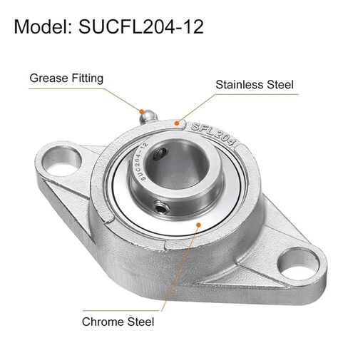 A08F-2 Pcs SUCFL204-12 Pillow Block Bearings 3/4 Inch Bore Self Alignment, Solid Cast Iron Base Mounted Chrome Steel Bearings in Saudi Arabia