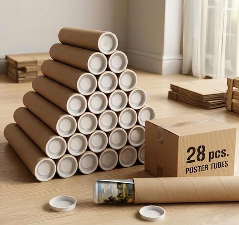 28 حزمة من أنابيب الشحن مقاس 15 بوصة مع أغطية، 2 × 15.75 بوصة أنابيب بريدية من الورق المقوى لملصقات الشحن والفنون والمخططات، وشحن أنبوب الملصقات عالي التحمل، وأنابيب بريدية مقاس 15 بوصة للمستندات والتخزين in Kuwait