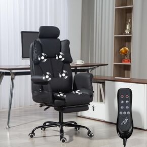 Massage Office Chair with Footrest 6-Point Vibration Executive Office Chairs Leather 155° Reclining Gaming Chair Computer Chair with Massager for Lower Back Pain in Saudi Arabia