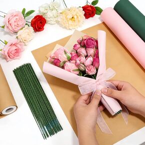 Floral Wire Stems 100 Counts 14 Gauge (2mm), Green Flexible Craft Wire with Uncoated Tips, Perfect for DIY Flower Crafts, Bouquets, Wreaths and Artificial Floral Arrangements (10 inch/25cm) in Saudi Arabia