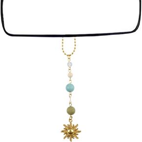 Cute Boho Dangling Sun Car Decor Decorations Green and Gold Rear View Mirror Hanging Accessories for Women Men (Pink) in Saudi Arabia