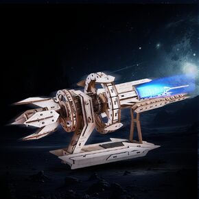 3D Wooden Puzzles for Adults,3D Puzzles for Adults – Wooden DIY Starship with LED & Gears,Unique Adult Puzzle Gift for Teens & Puzzle for Adults, Sci-Fi Collectible with Mechanical Fun in Saudi Arabia
