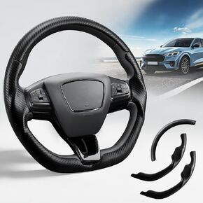 Steering Wheel Cover for Ford Mustang Mach-E 2021-2026, 3-Piece Carbon Fiber Steering Wheel Accessories Custom Fit for Ford Mach-E (Matte Black) in Saudi Arabia