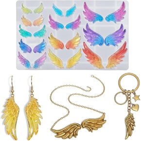 12 Pairs Angel Wing Silicone Molds for Resin, Mini Wing Epoxy Resin Mold for DIY Jewelry Making, Earring Necklace Pendants Keychains, 24 Cavity Resin Casting Molds for Crafts in Kuwait